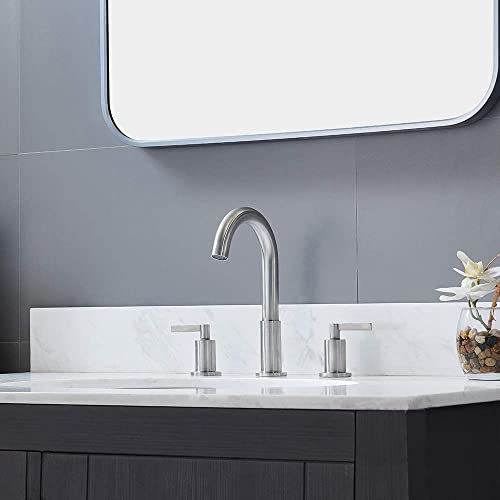 KINGO HOME Widespread 3 Hole Bathroom Faucet Brushed Nickel, Modern 8 inch 2 Handle Bathroom Sink Faucet for Vanity Faucets with Pop Up Drain and Supply Lines