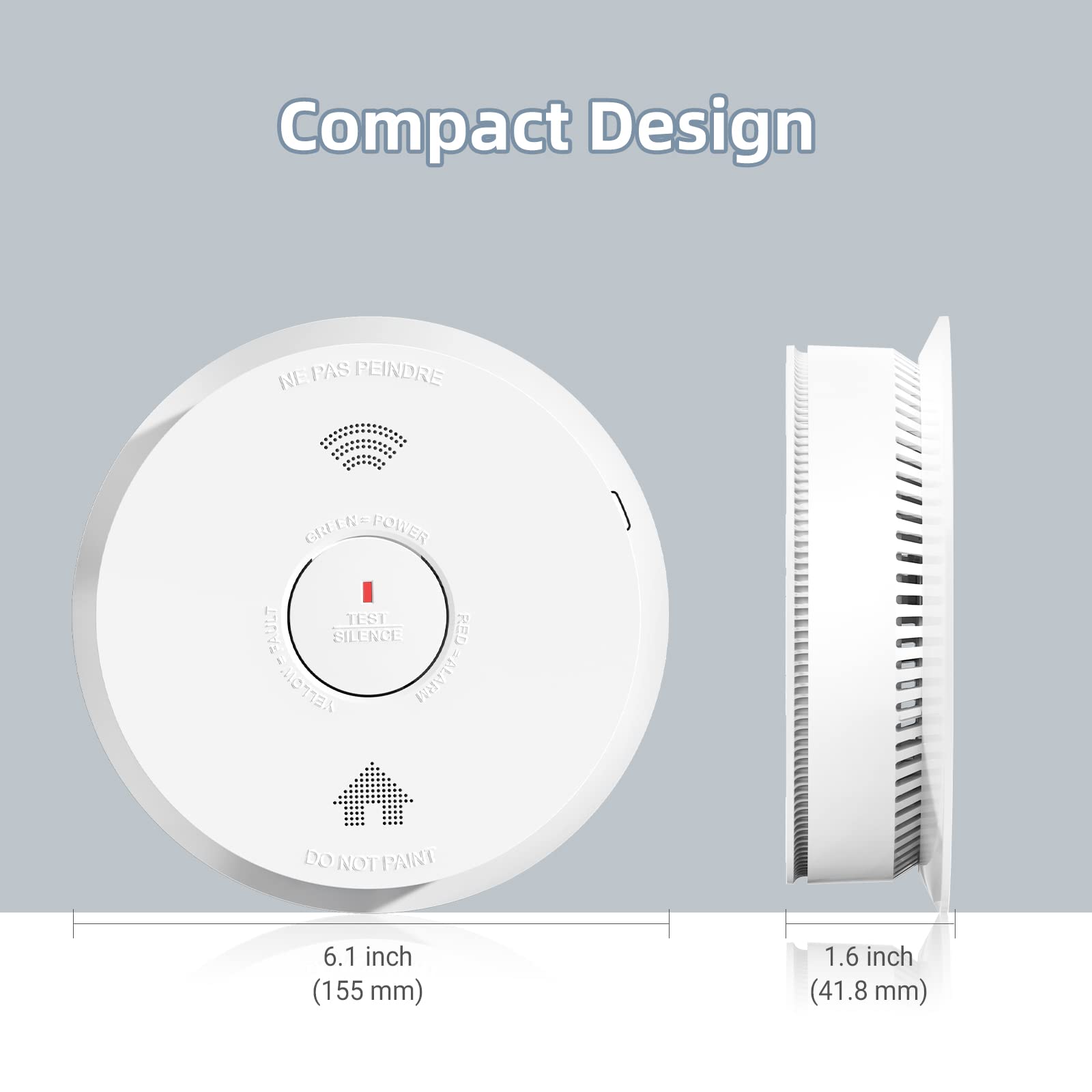 SITERWELL Smoke Detector Carbon Monoxide Detector Combo with Voice Speaker, Dual Sensor Fire and CO Alarm with LED Light & Test Button, Battery Operated, Auto-Check, UL 217 & UL 2034 Standards, 1 Pack