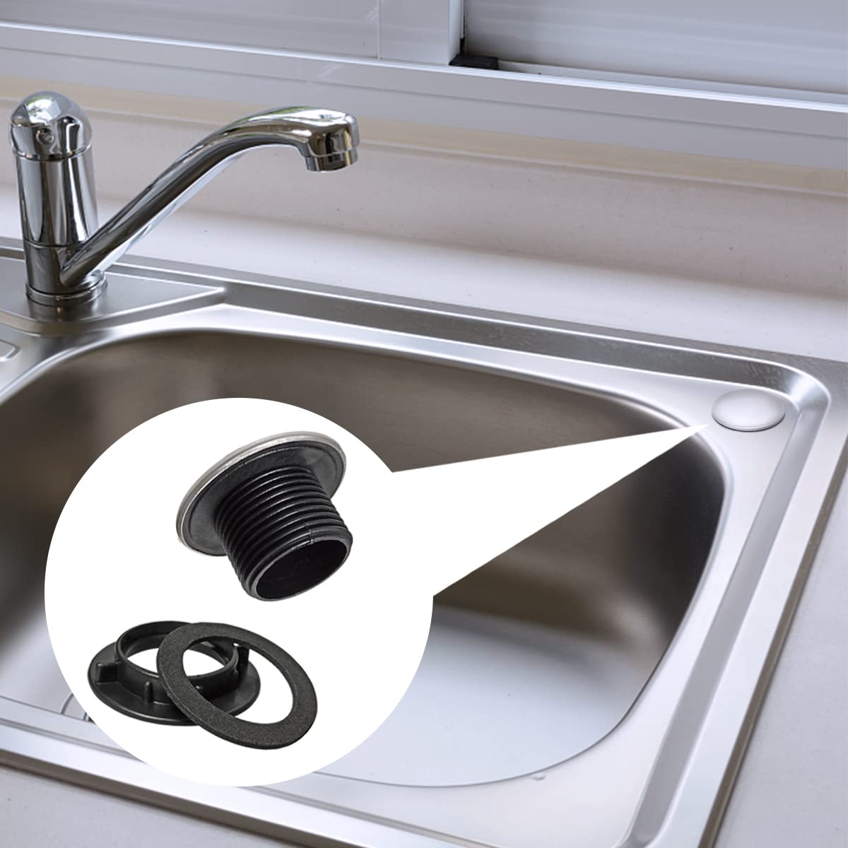 3 Pieces Silver Faucet Hole Cover Sink Faucet Hole Cover Kitchen Tap Hole Cover Sink Caps for Top Holes Stainless Steel(1.2 to 1.6 inch in Diameter)