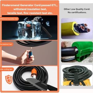 Finderomend 25 ft 50 Amp Generator Cord and Power Inlet Box Combo Kit,125/250 Volts,Generator Power Cord NEMA 14-50P to SS2-50R Extension Cord,for Home RV Backup Power Solution