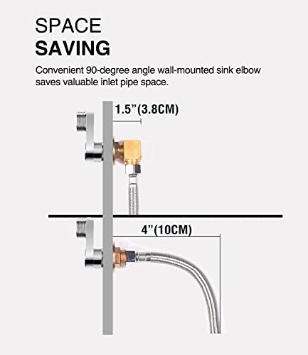 2 PCS B-0230-K Wall Mount Faucet Installation Kit - for T&S B-0230 Style 1/2‘’ NPT Faucets Replacement Include 2 PCS 1/2" NPT Short Elbows, Nipples, Lock Nuts, Washers - Brass