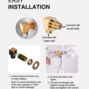 2 PCS B-0230-K Wall Mount Faucet Installation Kit - for T&S B-0230 Style 1/2‘’ NPT Faucets Replacement Include 2 PCS 1/2" NPT Short Elbows, Nipples, Lock Nuts, Washers - Brass