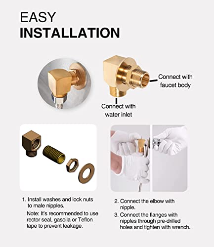 2 PCS B-0230-K Wall Mount Faucet Installation Kit - for T&S B-0230 Style 1/2‘’ NPT Faucets Replacement Include 2 PCS 1/2" NPT Short Elbows, Nipples, Lock Nuts, Washers - Brass