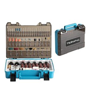 tilswall rotary tool accessories kit 420pcs, 1/8", 3/32" and 1/16" collets shank electric grinder, universal fitment with carrying case for cutting, grinding, sanding, drilling, and polishing