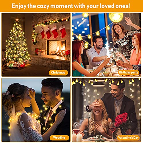 Outdoor String Lights Battery Operated 33FT 100LED Battery Powered String Lights Indoor Waterproof Mini Globe Lights with Remote Timer 8 Lighting Modes for Bedroom Christmas Party Tent Outside Decor