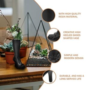 DOITOOL High Heel Flower Pot High Heel Shaped Succulent Planter Resin Shoes Plant Nursery Pot Cactus Pot Lightweight Bonsai Pot Plant Container Black