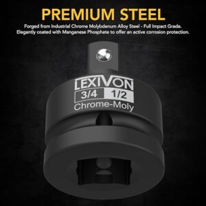 LEXIVON 3/4-Inch Impact Socket Adapter, 3/4" Female x 1/2" Male Reducer | Chrome-Molybdenum alloy steel = Fully Impact Rated (LX-402)