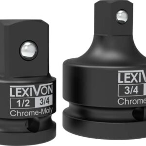 LEXIVON 1/2" & 3/4" Impact Socket Adapter, 2-Piece Set | 1/2" ~ 3/4" Reducer and Increaser Chrome-Moly Steel = Fully Impact Rated (LX-403)