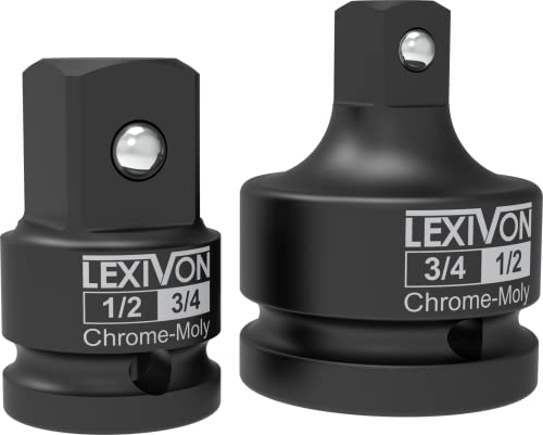 LEXIVON 1/2" & 3/4" Impact Socket Adapter, 2-Piece Set | 1/2" ~ 3/4" Reducer and Increaser Chrome-Moly Steel = Fully Impact Rated (LX-403)