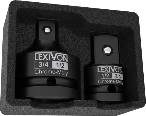 LEXIVON 1/2" & 3/4" Impact Socket Adapter, 2-Piece Set | 1/2" ~ 3/4" Reducer and Increaser Chrome-Moly Steel = Fully Impact Rated (LX-403)