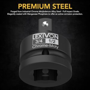 LEXIVON 1/2" & 3/4" Impact Socket Adapter, 2-Piece Set | 1/2" ~ 3/4" Reducer and Increaser Chrome-Moly Steel = Fully Impact Rated (LX-403)