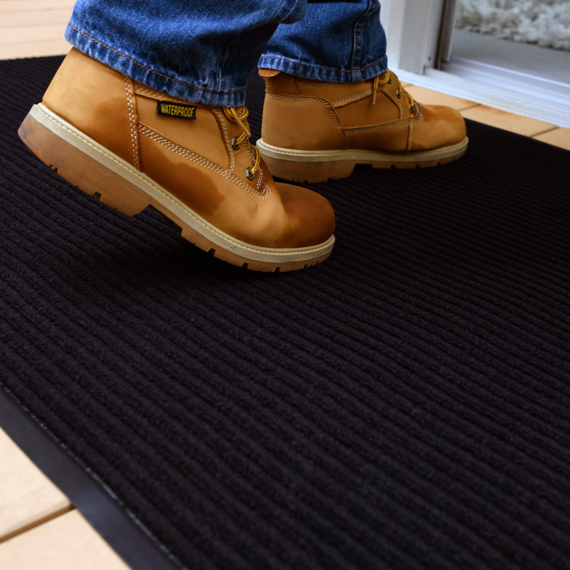 UNIMAT 4x6 (48"x 72") Dual Ribbed Outdoor-Indoor Doormat with Waterproof Black Rubber Backing - Stylish Welcome Mat, Perfect for Home, Office, and Kitchen Entrances