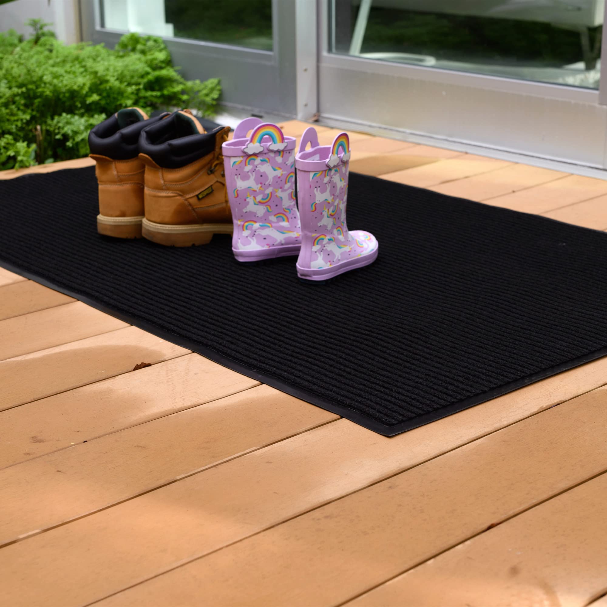 UNIMAT 4x6 (48"x 72") Dual Ribbed Outdoor-Indoor Doormat with Waterproof Black Rubber Backing - Stylish Welcome Mat, Perfect for Home, Office, and Kitchen Entrances