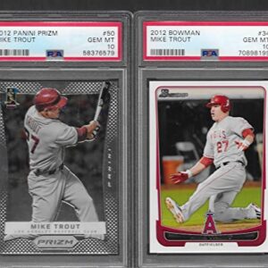 PSA 10 MIKE TROUT 2 CARD ROOKIE LOT 2012 PANINI PRIZM & BOWMAN ANGELS SUPERSTAR PLAYER 3 TIME MVP