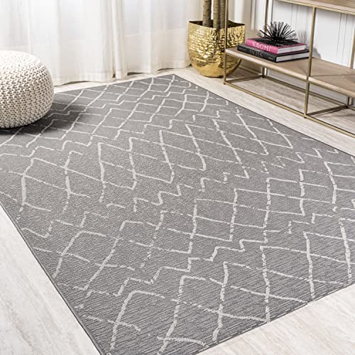 JONATHAN Y SMB114A-3 Madaba Moroccan Trellis Indoor Outdoor Area Rug Bohemian Coastal Easy Cleaning Bedroom Kitchen Backyard Patio Non Shedding, 3 X 5, Black/Cream, Gray/Cream