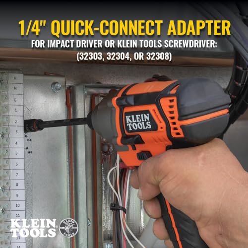 Klein Tools 32766 Impact Driver, 3-in-1 Impact Flip Socket and Bit Holder, 1 /4-Inch and 5/16-Inch Hex Drivers, 3-Inch Length