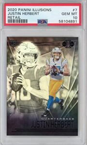 graded 2020 panini illusions justin herbert #7 retail rookie rc football card psa 10 gem mint