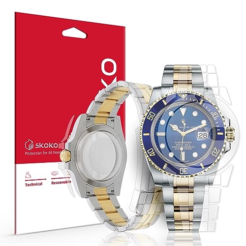 skoko [2 Pack Full Body Protective Film Compatible with Rolex Submariner 40mm (1.57 inch), Glossy Clear Skin, Full Coverage, Anti Scratch, Easy installation