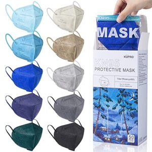 KUPRO KN95 Face Masks 10 Colors 50 Pack Individually Wrapped,Colored KN95 Disposable Masks for Adults