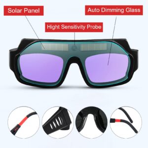 YIFUOK Solar Auto Darkening Welding Goggles Mask Helmet,Welding Glasses Protective Mask Automatic Dimming Professional Eye Protection Anti-Flog Anti-glare PC Glasses