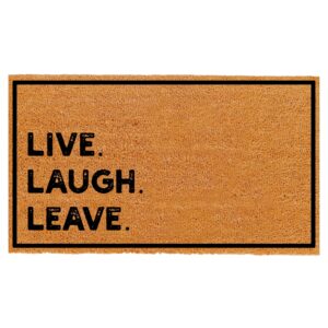 THEODORE MAGNUS Natural Coir Doormat with Non-Slip Backing - 17 x 30 - Outdoor/Indoor - Natural - Live Laugh Leave - COIR-1730-15-405