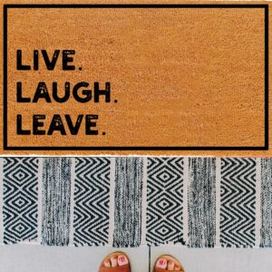 THEODORE MAGNUS Natural Coir Doormat with Non-Slip Backing - 17 x 30 - Outdoor/Indoor - Natural - Live Laugh Leave - COIR-1730-15-405