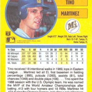 Baseball MLB 1991 Fleer #458 Tino Martinez VG Mariners