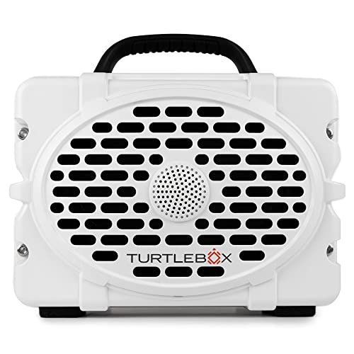 Turtlebox Gen 2: Loud! Outdoor Portable Bluetooth Speaker | Rugged, Waterproof, Impact Resistant (Rich, Full Sound, Plays to 120db, Pair 2X for True L-R Stereo), White