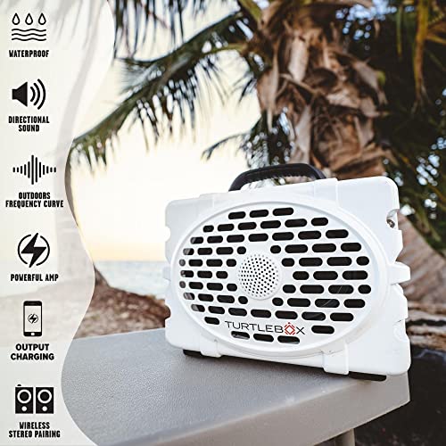 Turtlebox Gen 2: Loud! Outdoor Portable Bluetooth Speaker | Rugged, Waterproof, Impact Resistant (Rich, Full Sound, Plays to 120db, Pair 2X for True L-R Stereo), White