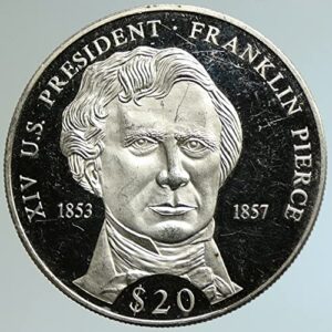 2000 lr 2000 liberia usa president franklin pierce proof 20 dollars good uncertified