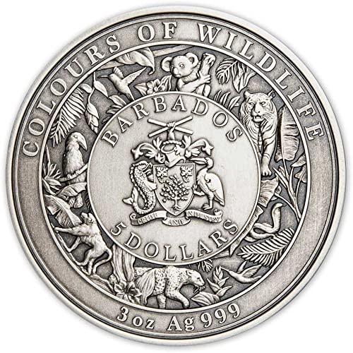 2022 DE Colours of Wildlife PowerCoin Australian Koala 3 Oz Silver Coin 5$ Barbados 2022 Antique Finish