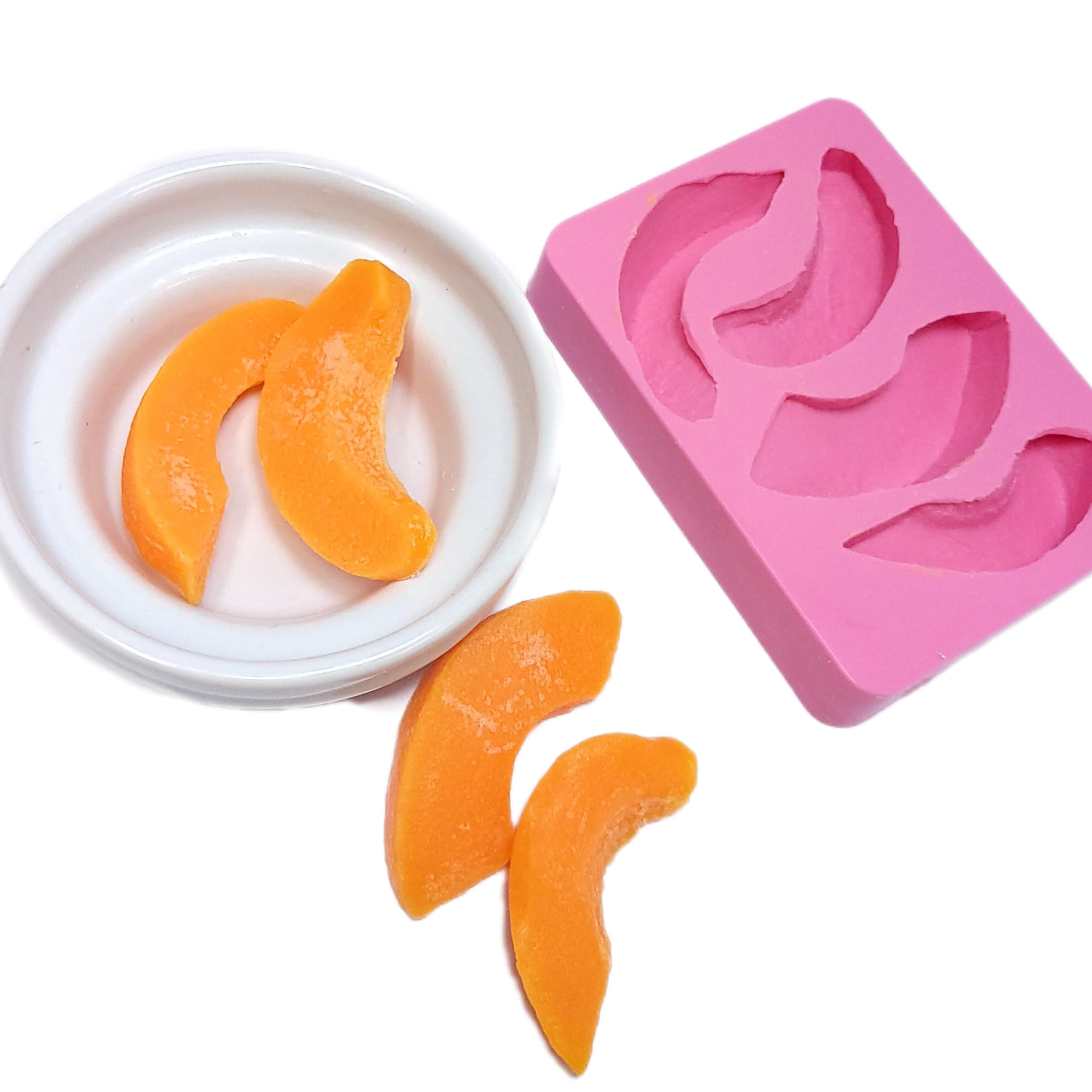 Peach slices Silicone Mold Wax mold Resin mold Soap mold Realistic Flexible mold NC068