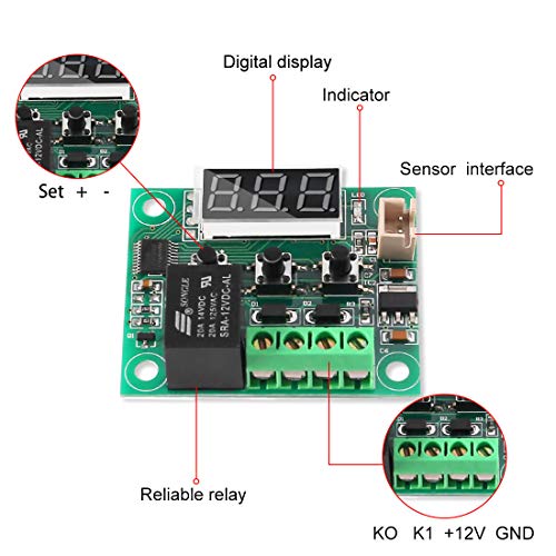 UMLIFE 2PCS Temperature Controller Module with Case, XH W1209 LED Display Digital Thermostat Module with Waterproof NTC Probe -50~110℃ Electronic Temperature Temp Control Module Switch