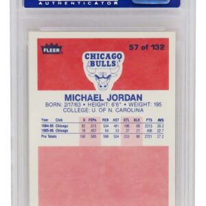 Michael Jordan (Chicago Bulls) 1986 Fleer Basketball #57 RC Rookie Card - PSA 8 NM-MT