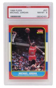 michael jordan (chicago bulls) 1986 fleer basketball #57 rc rookie card - psa 8 nm-mt