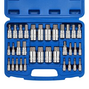 mayouko 33pcs master hex allen bit socket set, s2 & cr-v steel, sae and metric, 5/64-inch to 3/4-inch, 2mm to 19mm