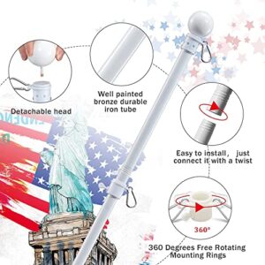 Flag Poles for Outside House - Outdoor Flag Pole for House with Tangle Free Flag Pole Rings for 3x5 Flags,5ft Heavy Duty American Flagpoles Residential kit for House,Porch,Truck,Boat,Car - White