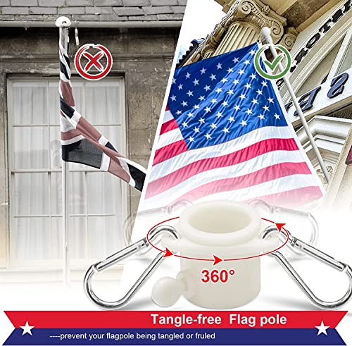 Flag Poles for Outside House - Outdoor Flag Pole for House with Tangle Free Flag Pole Rings for 3x5 Flags,5ft Heavy Duty American Flagpoles Residential kit for House,Porch,Truck,Boat,Car - White