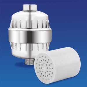 aquabliss sf100 revitalizing shower filter w/ 1 replaceable multi-stage filter cartridge inside - plus 1 extra sfc100 filter cartridges (exclusive bundle)
