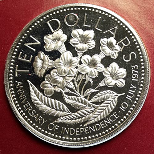 1975 BS 1975 The BAHAMAS Independence Flowers VINTAGE Old 10 Dollars Good Uncertified