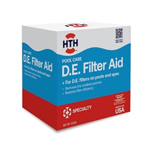 hth 67121 swimming pool care d.e. filter aid, improve filtration efficiency and water clarity, 10lb