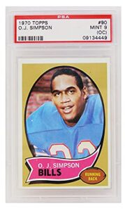 o.j. simpson (bills) 1970 topps football rc rookie card #90 - psa 9 (oc) mint (d)
