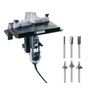 dremel 231 rotary tool shaper and router table attachment & 6-piece router bit set