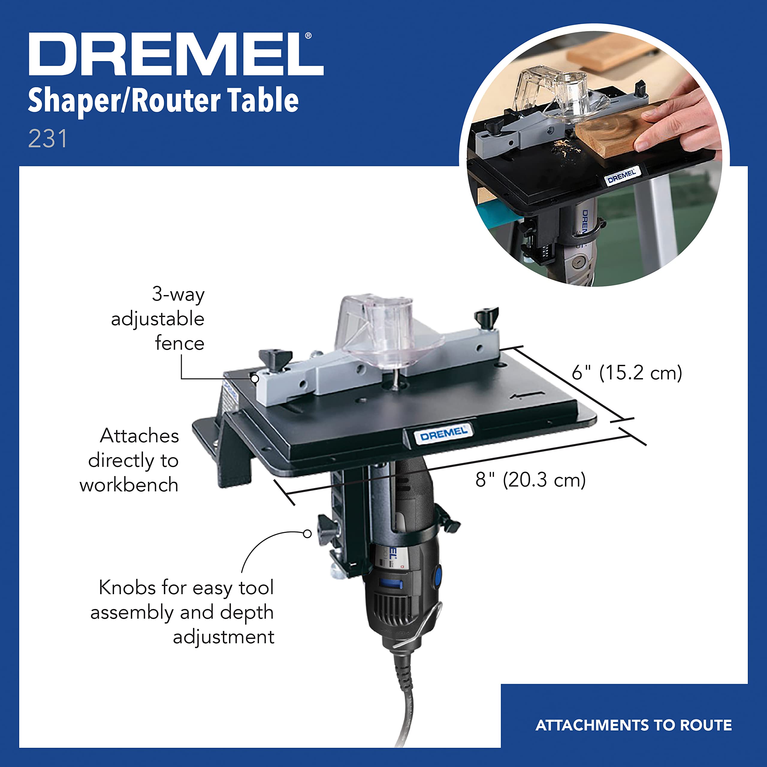 Dremel 231 Rotary Tool Shaper and Router Table Attachment & 6-Piece Router Bit Set