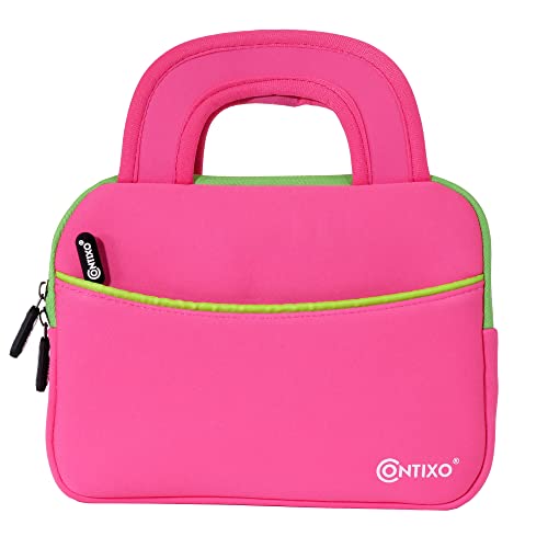 Contixo 7 inch Kids Learning Tablet Bundle - 32GB Storage, Bluetooth, Android, Dual Cameras, Parental Control, Kids Bluetooth Headphone & Tablet Bag - Pink