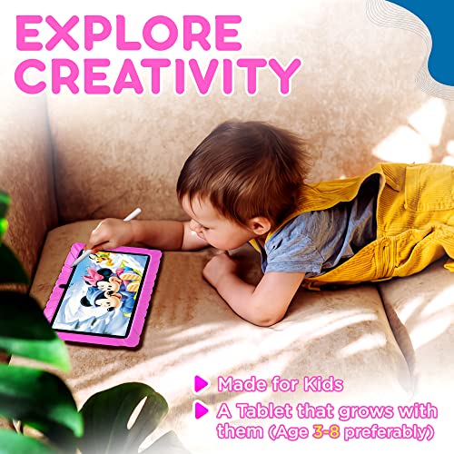 Contixo 7 inch Kids Learning Tablet Bundle - 32GB Storage, Bluetooth, Android, Dual Cameras, Parental Control, Kids Bluetooth Headphone & Tablet Bag - Pink