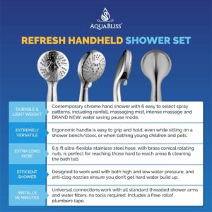 AquaBliss SF500 HD HEAVY DUTY High Output Shower Filter - Chrome - Plus The AquaBliss TheraSpa Hand Shower – 6 Mode Massage Shower Head with Hose High Pressure to Gentle Water Saving Mode