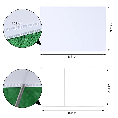 10 PACK 18 x 12 Inches Blank Yard Signs - Waterproof Corrugated Plastic Signs, Blank Yard Signs with Stakes for Gardens, Parks, Warnings, Fairs, Commercials, Garage Sale Signs, Advertising