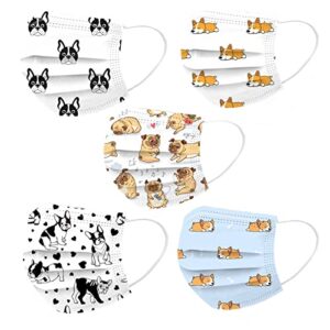50pcs colorful cat paws disposable printed face_masks for adult,3-ply protective,cute animal cat dog pet footprint (large, dog paw #1)