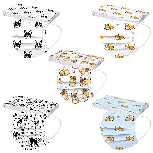 50PCS Colorful Cat Paws Disposable Printed Face_Masks for Adult,3-Ply Protective,Cute Animal Cat Dog Pet Footprint (Large, Dog Paw #1)